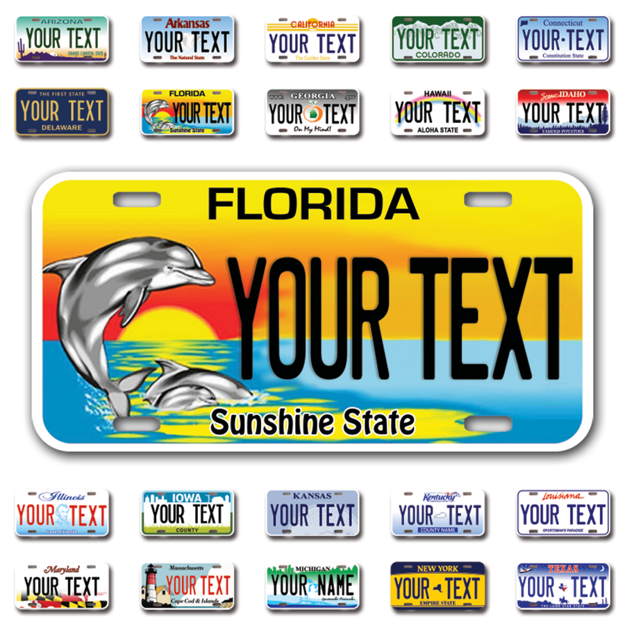 Personalize Car License Plates From All 50 USA States - 12"x6" - Ideal for Cars, Trucks and more