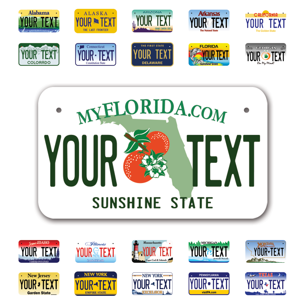 Personalize Motorcycle License Plates from All 50 USA States - 7"x4" - Ideal for Motorcycles, Mopeds, Wheelchairs, ATVs, Snowmobiles and more