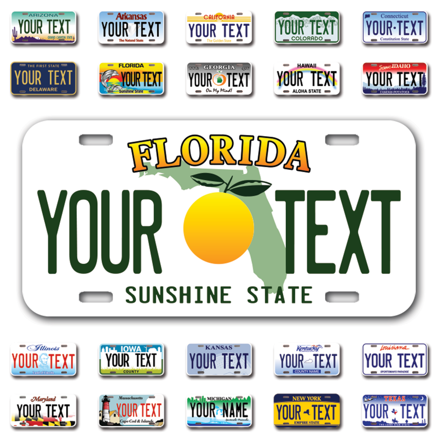 Personalize Car License Plates From All 50 USA States - 12"x6" - Ideal for Cars, Trucks and more