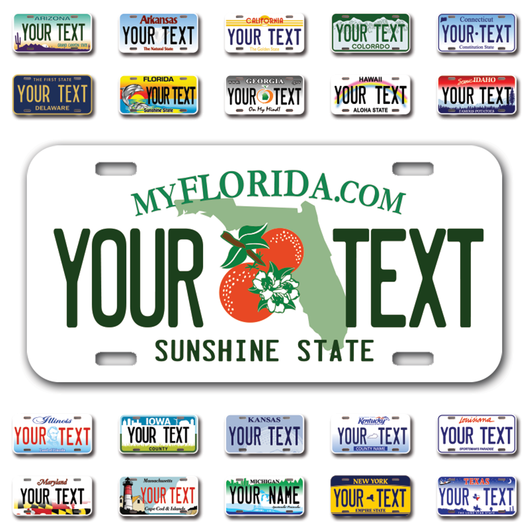 Personalize Car License Plates From All 50 USA States - 12"x6" - Ideal for Cars, Trucks and more