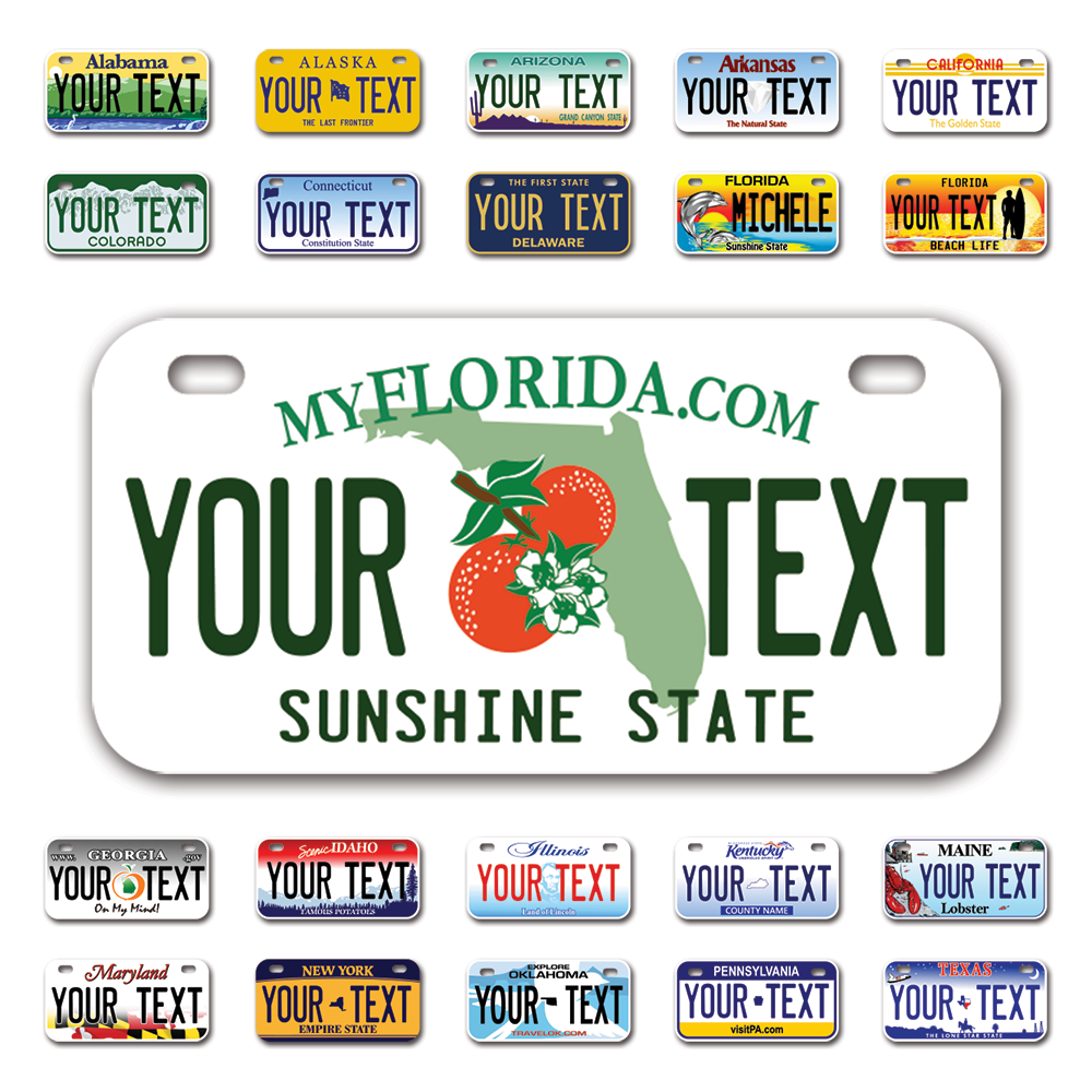 Personalize Bicycle License Plates from All 50 USA States - 6"x3" - Ideal for Bicycles, Tricycles, Wheelchairs, Toy Cars, Kids Cars and more