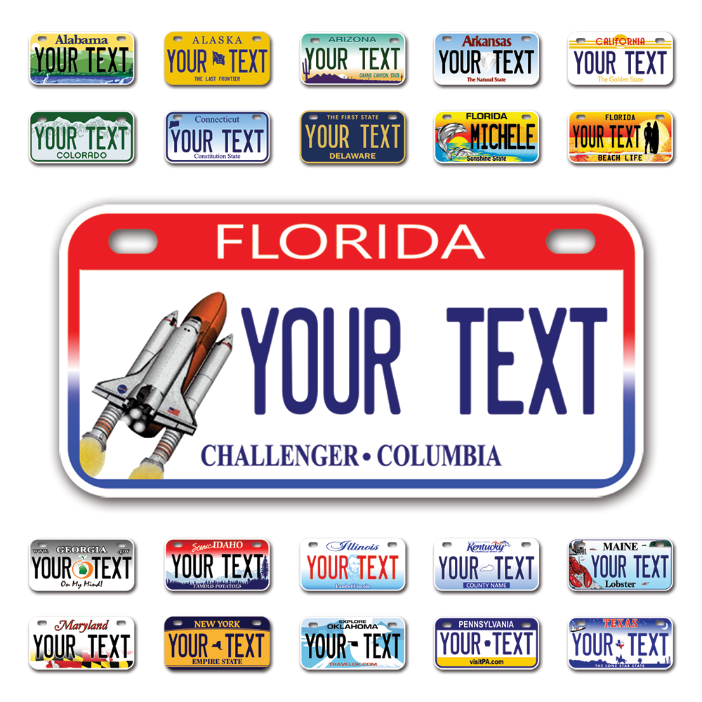 Personalize Bicycle License Plates from All 50 USA States - 6"x3" - Ideal for Bicycles, Tricycles, Wheelchairs, Toy Cars, Kids Cars and more