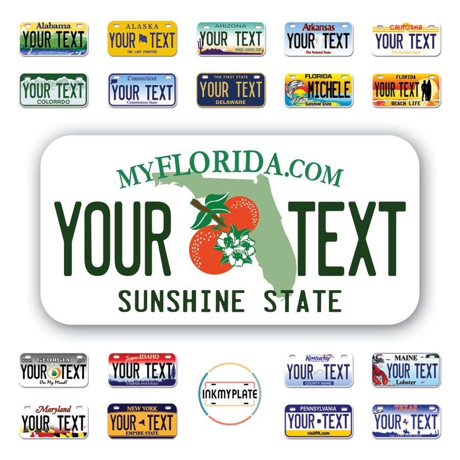 Personalize License Plates Vinyl Stickers From All 50 USA States - 6"x3" - Ideal for Toy Cars - Electric Kids Cars and more