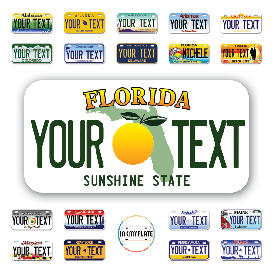 Personalize License Plates Vinyl Stickers From All 50 USA States - 6"x3" - Ideal for Toy Cars - Electric Kids Cars and more