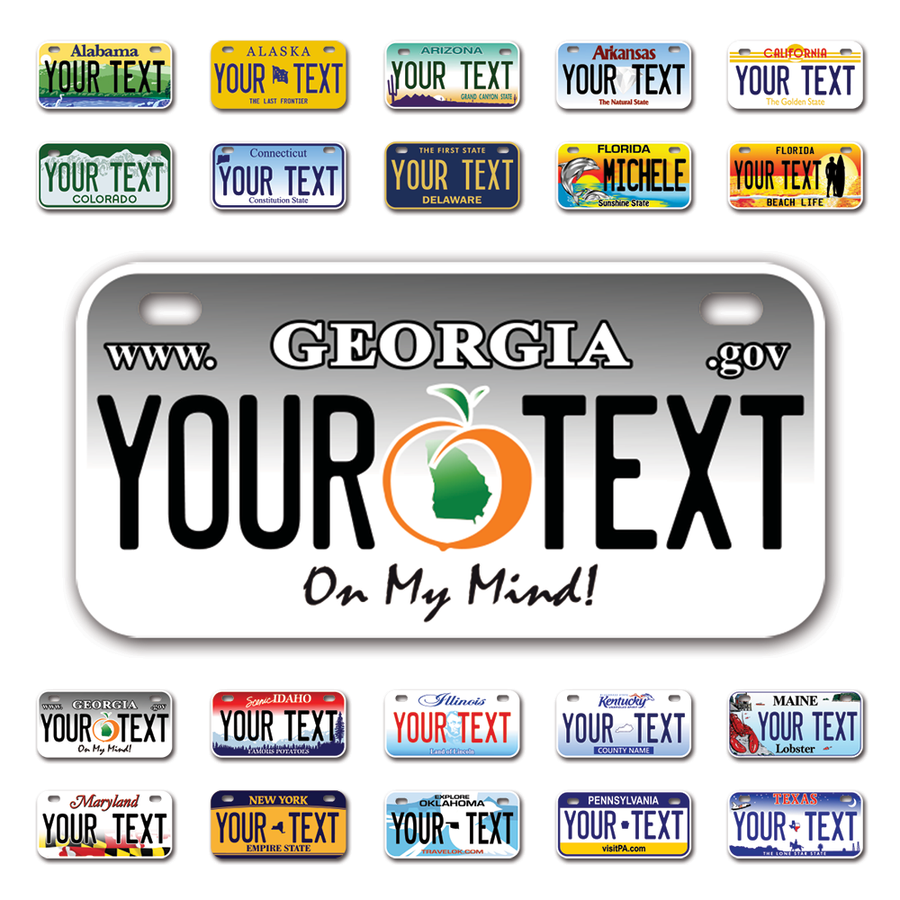 Personalize Bicycle License Plates from All 50 USA States - 6"x3" - Ideal for Bicycles, Tricycles, Wheelchairs, Toy Cars, Kids Cars and more