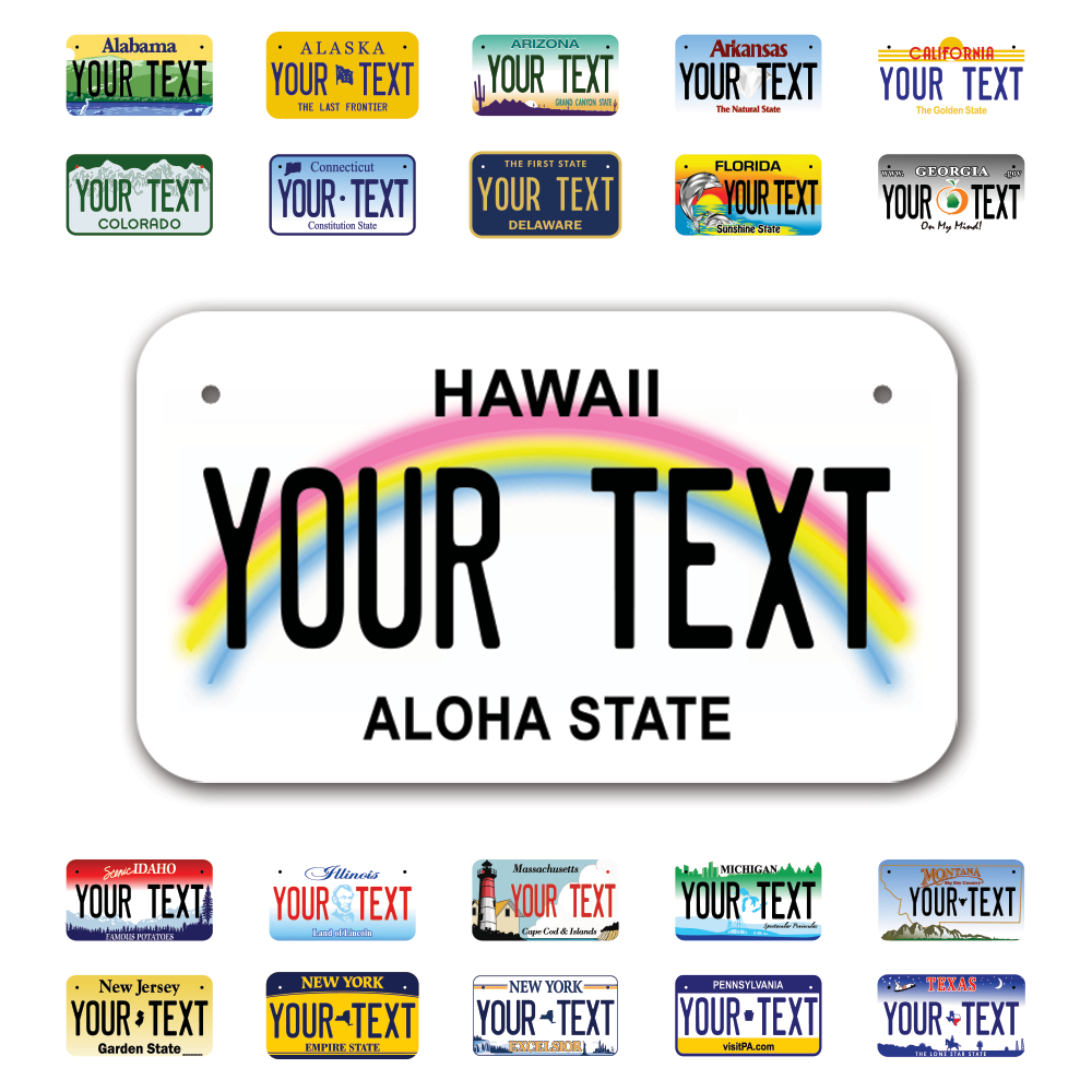 Personalize Motorcycle License Plates from All 50 USA States - 7"x4" - Ideal for Motorcycles, Mopeds, Wheelchairs, ATVs, Snowmobiles and more