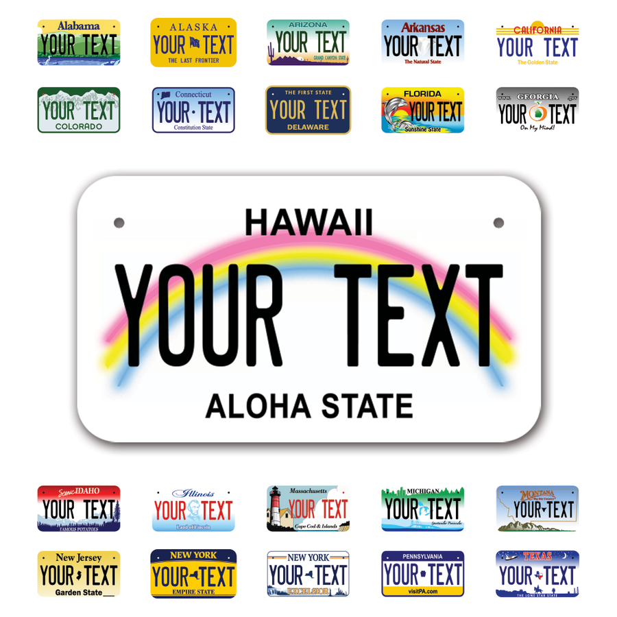 Personalize Motorcycle License Plates from All 50 USA States - 7"x4" - Ideal for Motorcycles, Mopeds, Wheelchairs, ATVs, Snowmobiles and more