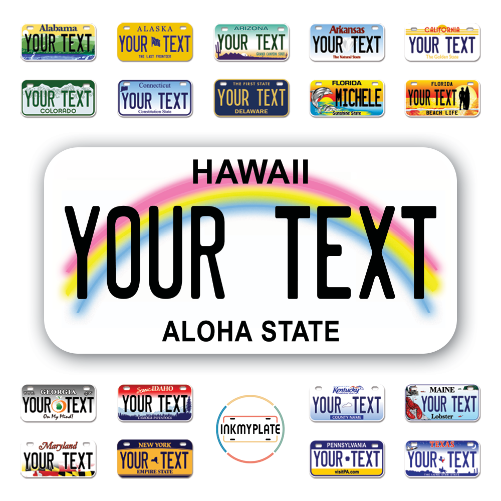 Personalize License Plates Vinyl Stickers From All 50 USA States - 6"x3" - Ideal for Toy Cars - Electric Kids Cars and more