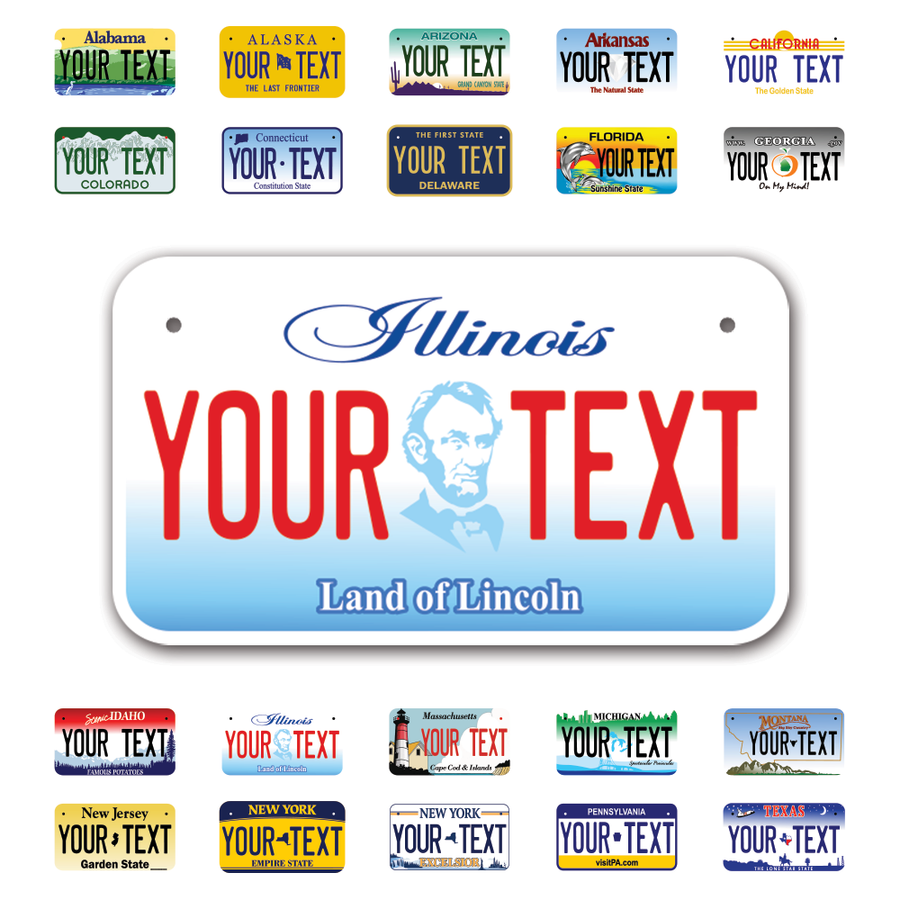 Personalize Motorcycle License Plates from All 50 USA States - 7"x4" - Ideal for Motorcycles, Mopeds, Wheelchairs, ATVs, Snowmobiles and more