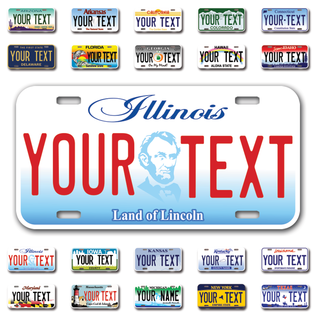 Personalize Car License Plates From All 50 USA States - 12"x6" - Ideal for Cars, Trucks and more