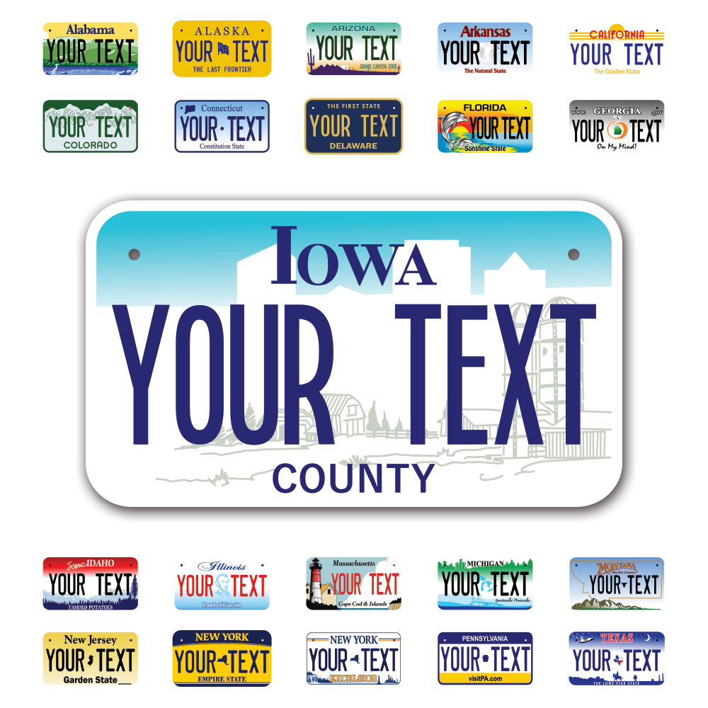 Personalize Motorcycle License Plates from All 50 USA States - 7"x4" - Ideal for Motorcycles, Mopeds, Wheelchairs, ATVs, Snowmobiles and more