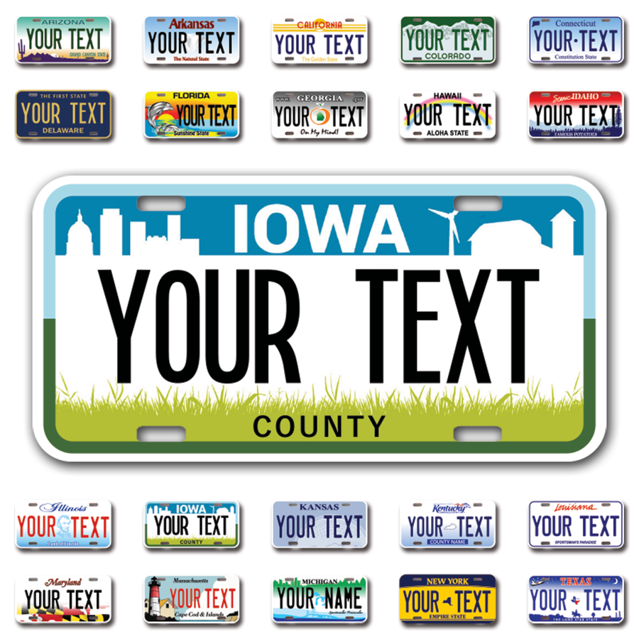 Personalize Car License Plates From All 50 USA States - 12"x6" - Ideal for Cars, Trucks and more