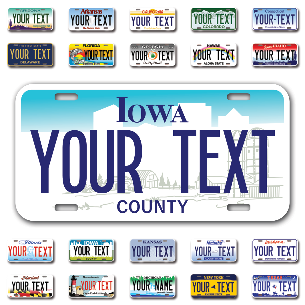 Personalize Car License Plates From All 50 USA States - 12"x6" - Ideal for Cars, Trucks and more