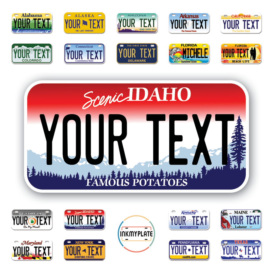 Personalize License Plates Vinyl Stickers From All 50 USA States - 6"x3" - Ideal for Toy Cars - Electric Kids Cars and more