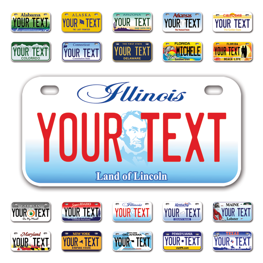 Personalize Bicycle License Plates from All 50 USA States - 6"x3" - Ideal for Bicycles, Tricycles, Wheelchairs, Toy Cars, Kids Cars and more