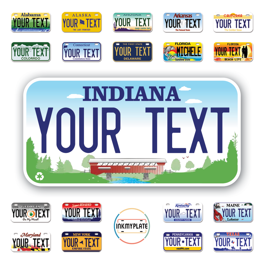 Personalize License Plates Vinyl Stickers From All 50 USA States - 6"x3" - Ideal for Toy Cars - Electric Kids Cars and more