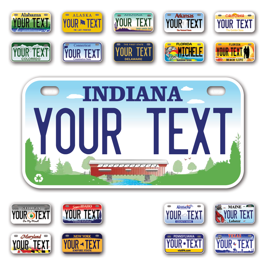 Personalize Bicycle License Plates from All 50 USA States - 6"x3" - Ideal for Bicycles, Tricycles, Wheelchairs, Toy Cars, Kids Cars and more