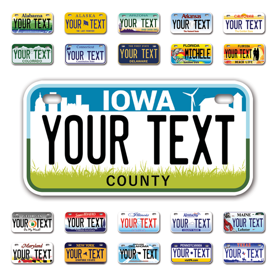 Personalize Bicycle License Plates from All 50 USA States - 6"x3" - Ideal for Bicycles, Tricycles, Wheelchairs, Toy Cars, Kids Cars and more