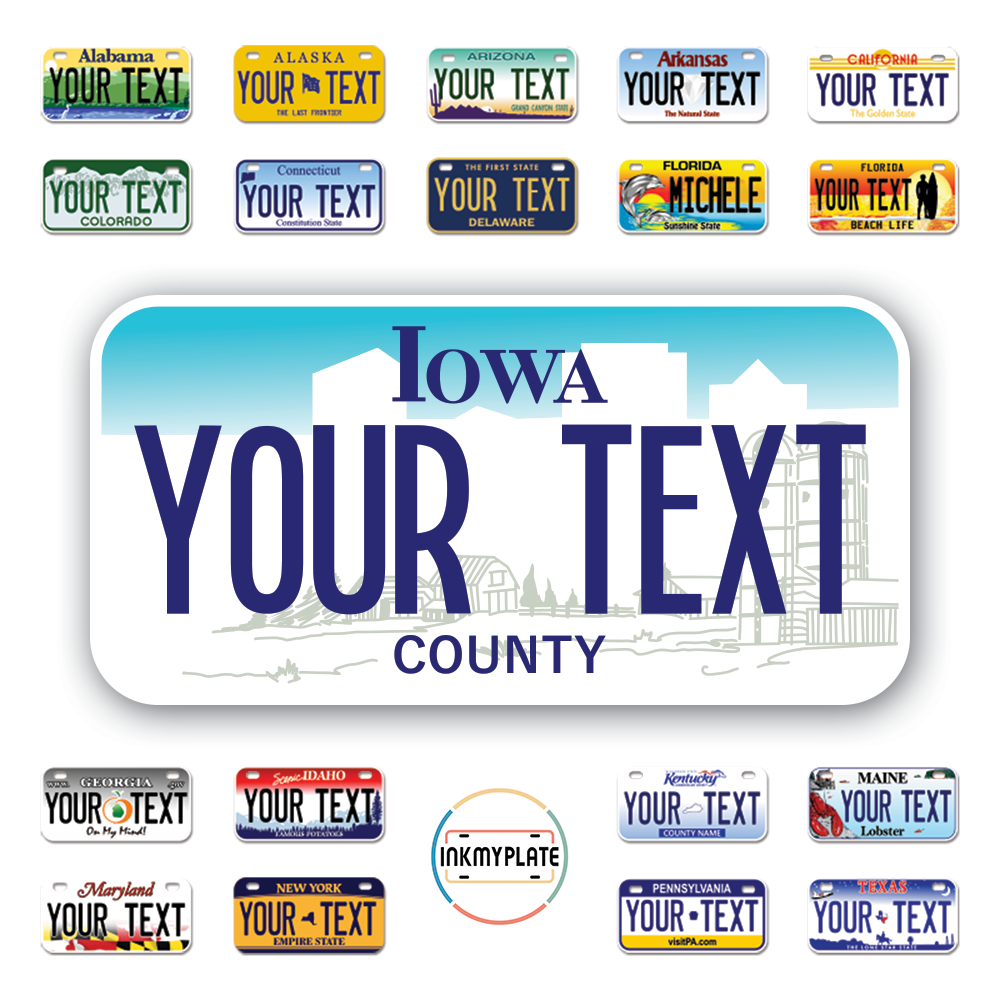 Personalize License Plates Vinyl Stickers From All 50 USA States - 6"x3" - Ideal for Toy Cars - Electric Kids Cars and more