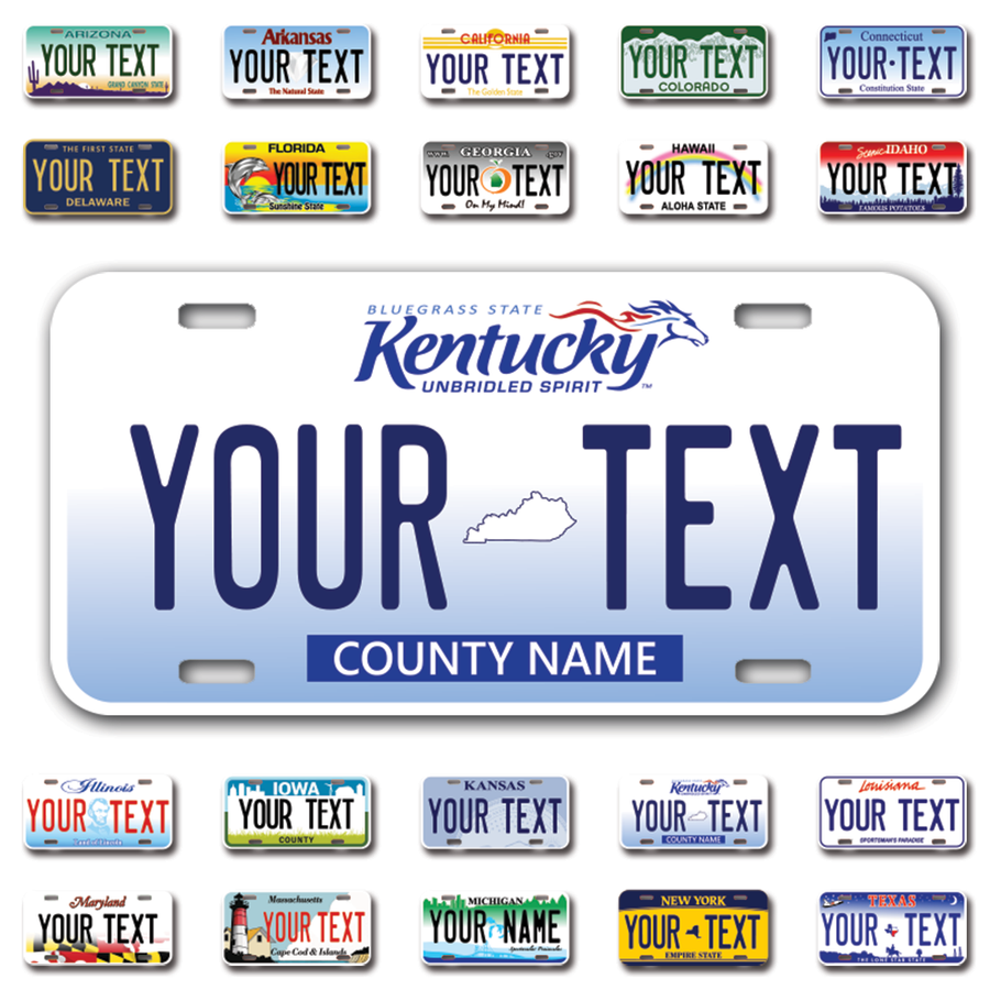 Personalize Car License Plates From All 50 USA States - 12"x6" - Ideal for Cars, Trucks and more