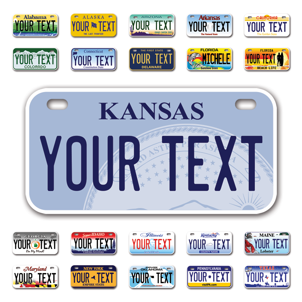 Personalize Bicycle License Plates from All 50 USA States - 6"x3" - Ideal for Bicycles, Tricycles, Wheelchairs, Toy Cars, Kids Cars and more