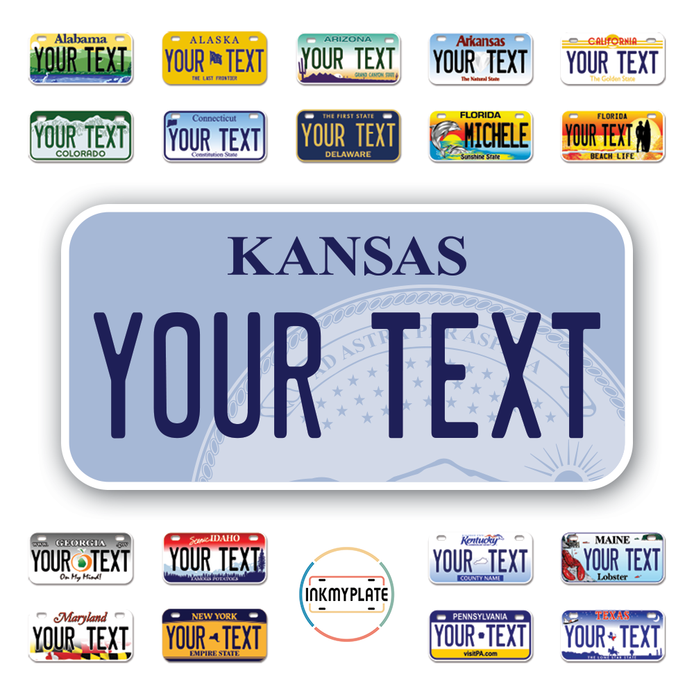 Personalize License Plates Vinyl Stickers From All 50 USA States - 6"x3" - Ideal for Toy Cars - Electric Kids Cars and more