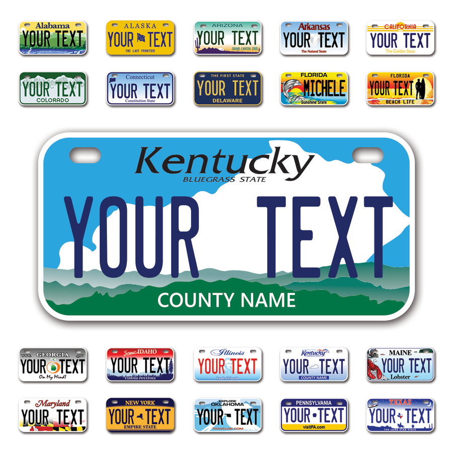 Personalize Bicycle License Plates from All 50 USA States - 6"x3" - Ideal for Bicycles, Tricycles, Wheelchairs, Toy Cars, Kids Cars and more