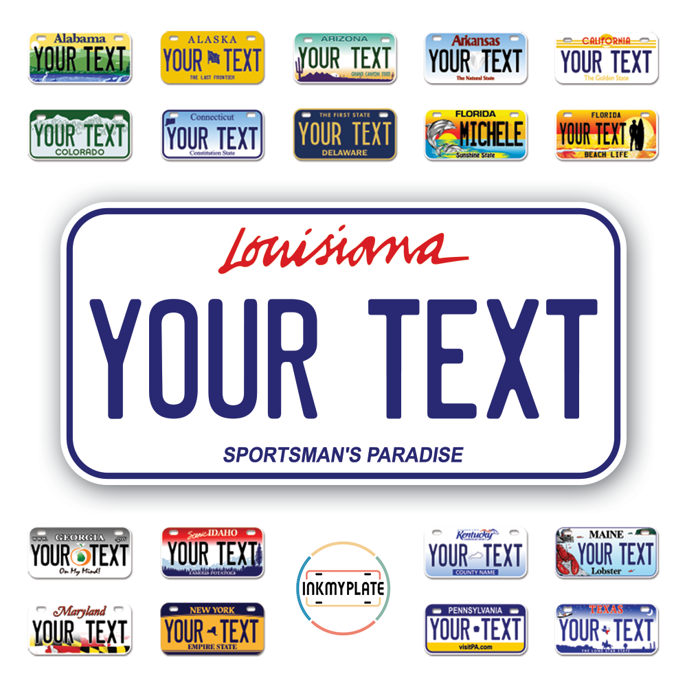 Personalize License Plates Vinyl Stickers From All 50 USA States - 6"x3" - Ideal for Toy Cars - Electric Kids Cars and more