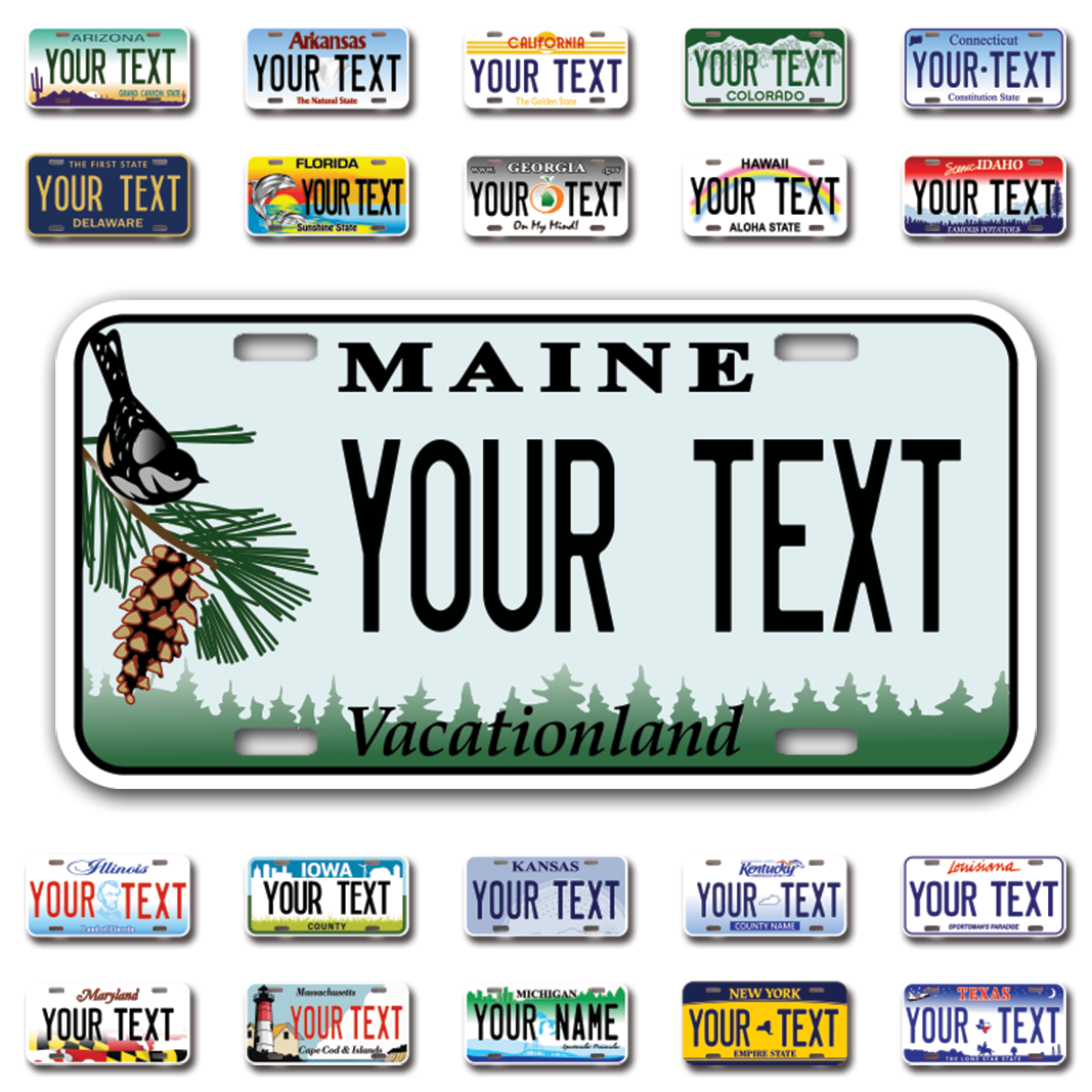 Personalize Car License Plates From All 50 USA States - 12"x6" - Ideal for Cars, Trucks and more