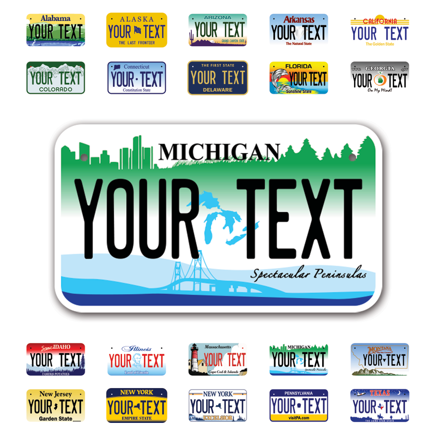 Personalize Motorcycle License Plates from All 50 USA States - 7"x4" - Ideal for Motorcycles, Mopeds, Wheelchairs, ATVs, Snowmobiles and more