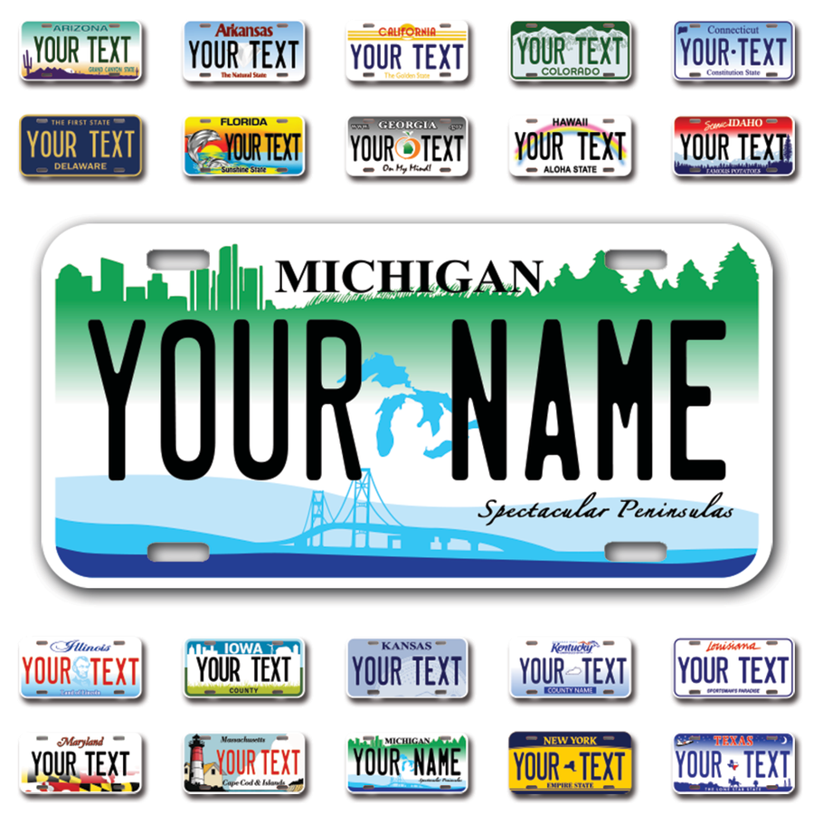 Personalize Car License Plates From All 50 USA States - 12"x6" - Ideal for Cars, Trucks and more