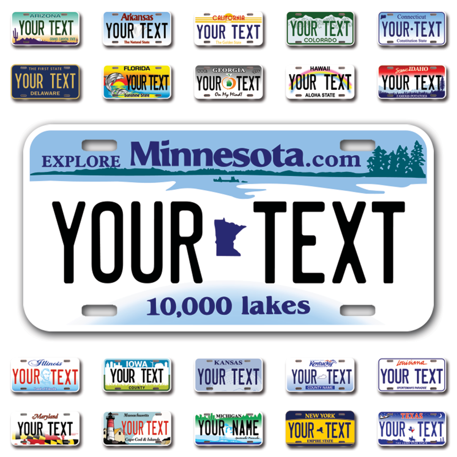 Personalize Car License Plates From All 50 USA States - 12"x6" - Ideal for Cars, Trucks and more