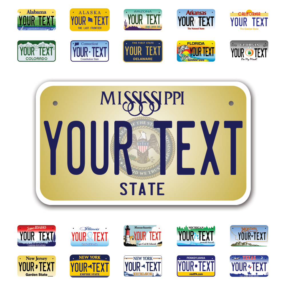 Personalize Motorcycle License Plates from All 50 USA States - 7"x4" - Ideal for Motorcycles, Mopeds, Wheelchairs, ATVs, Snowmobiles and more