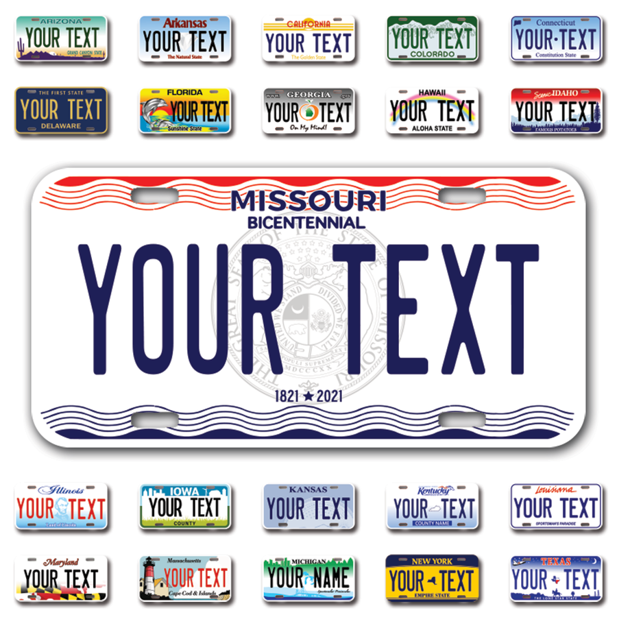 Personalize Car License Plates From All 50 USA States - 12"x6" - Ideal for Cars, Trucks and more