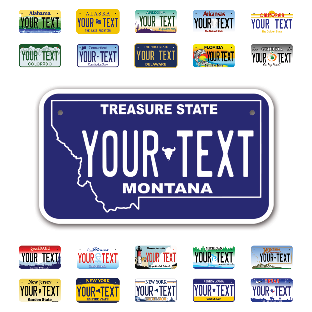 Personalize Motorcycle License Plates from All 50 USA States - 7"x4" - Ideal for Motorcycles, Mopeds, Wheelchairs, ATVs, Snowmobiles and more