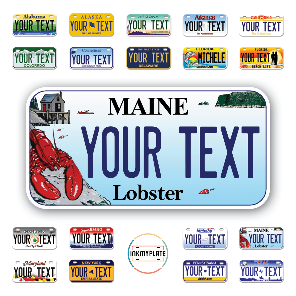 Personalize License Plates Vinyl Stickers From All 50 USA States - 6"x3" - Ideal for Toy Cars - Electric Kids Cars and more