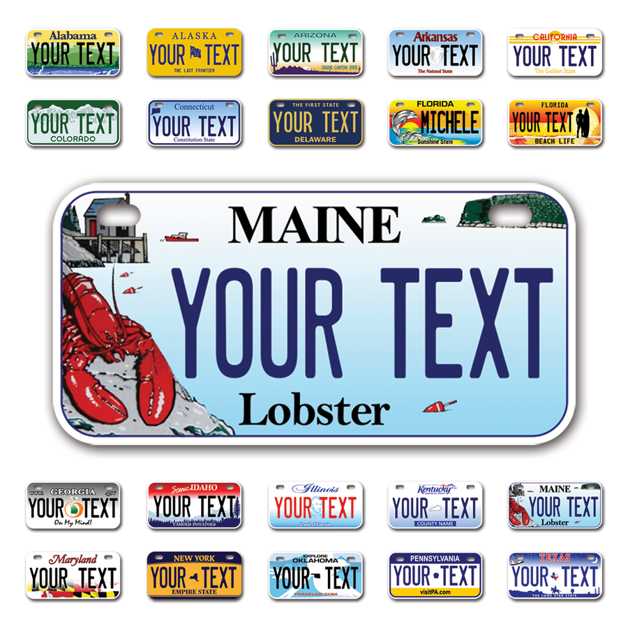 Personalize Bicycle License Plates from All 50 USA States - 6"x3" - Ideal for Bicycles, Tricycles, Wheelchairs, Toy Cars, Kids Cars and more