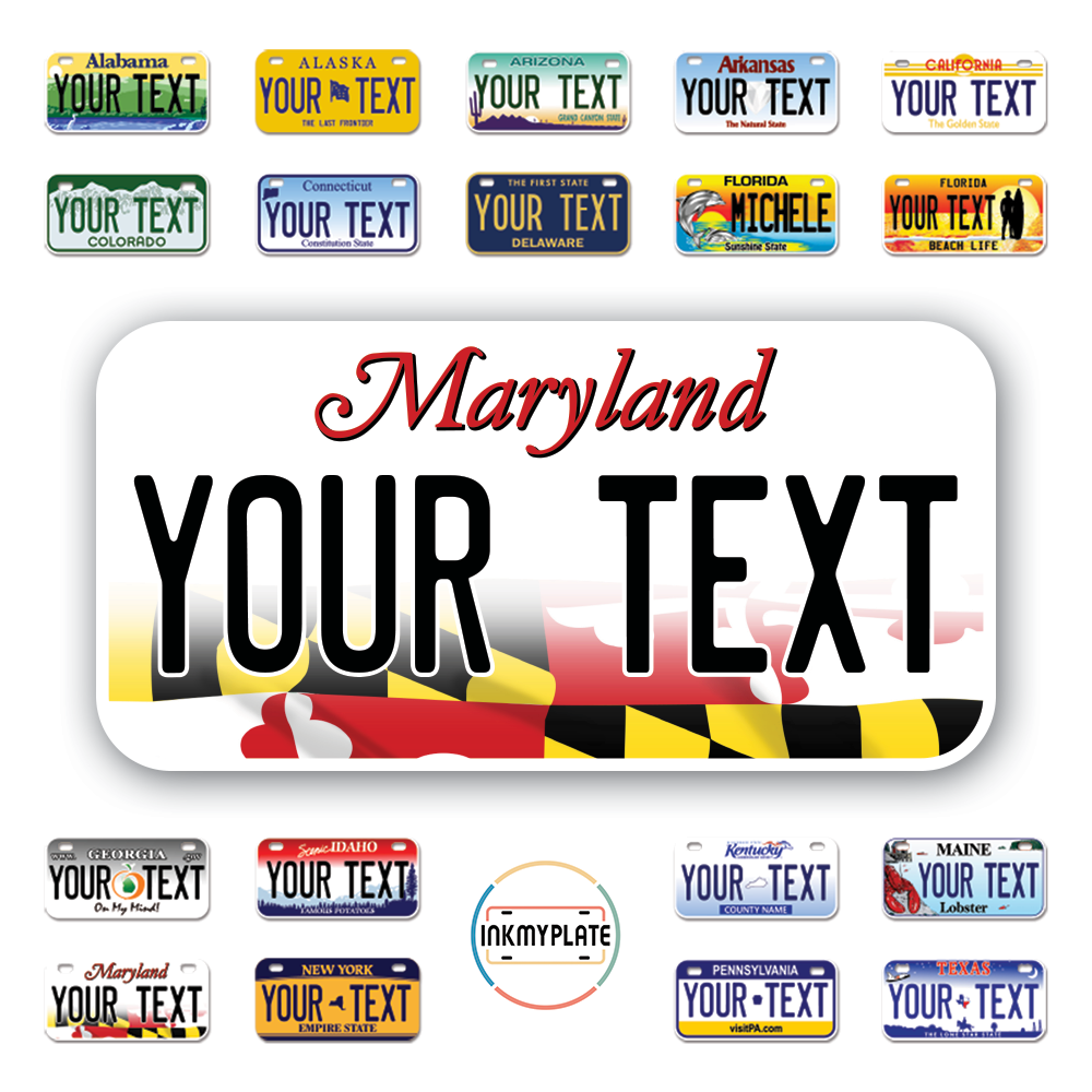 Personalize License Plates Vinyl Stickers From All 50 USA States - 6"x3" - Ideal for Toy Cars - Electric Kids Cars and more