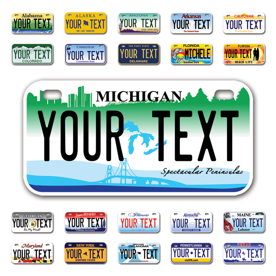 Personalize Bicycle License Plates from All 50 USA States - 6"x3" - Ideal for Bicycles, Tricycles, Wheelchairs, Toy Cars, Kids Cars and more