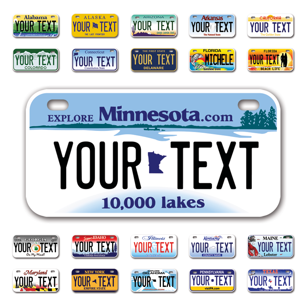 Personalize Bicycle License Plates from All 50 USA States - 6"x3" - Ideal for Bicycles, Tricycles, Wheelchairs, Toy Cars, Kids Cars and more