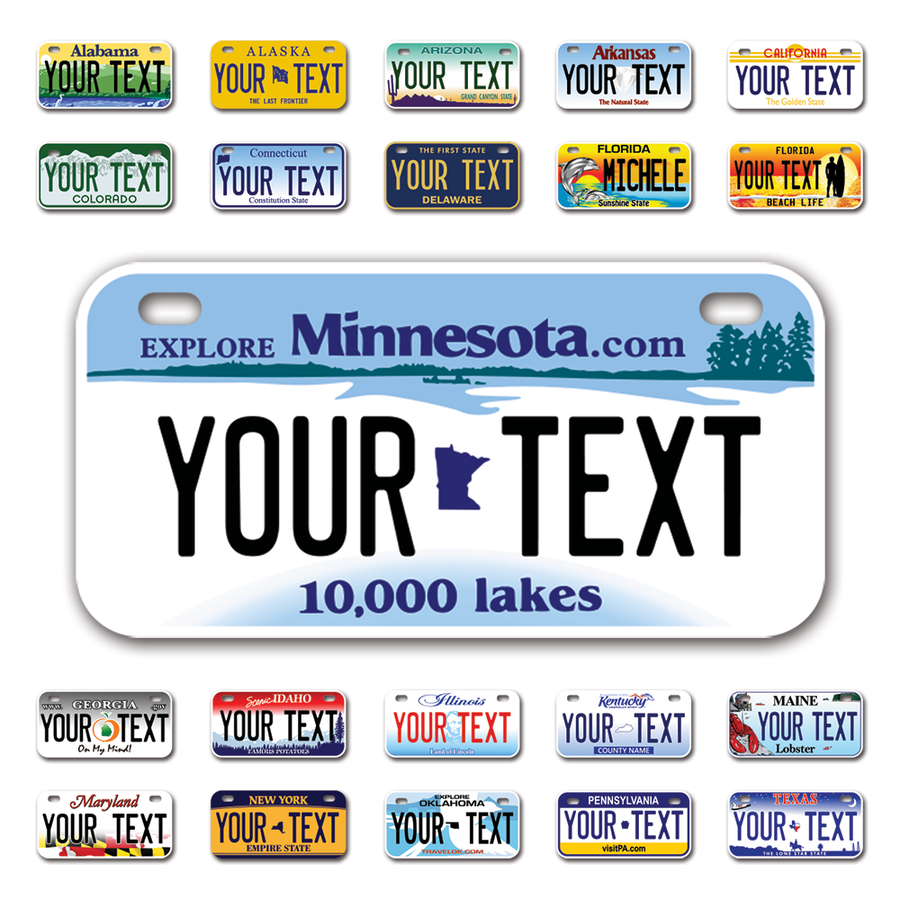 Personalize Bicycle License Plates from All 50 USA States - 6"x3" - Ideal for Bicycles, Tricycles, Wheelchairs, Toy Cars, Kids Cars and more