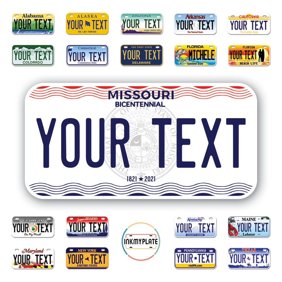 Personalize License Plates Vinyl Stickers From All 50 USA States - 6"x3" - Ideal for Toy Cars - Electric Kids Cars and more