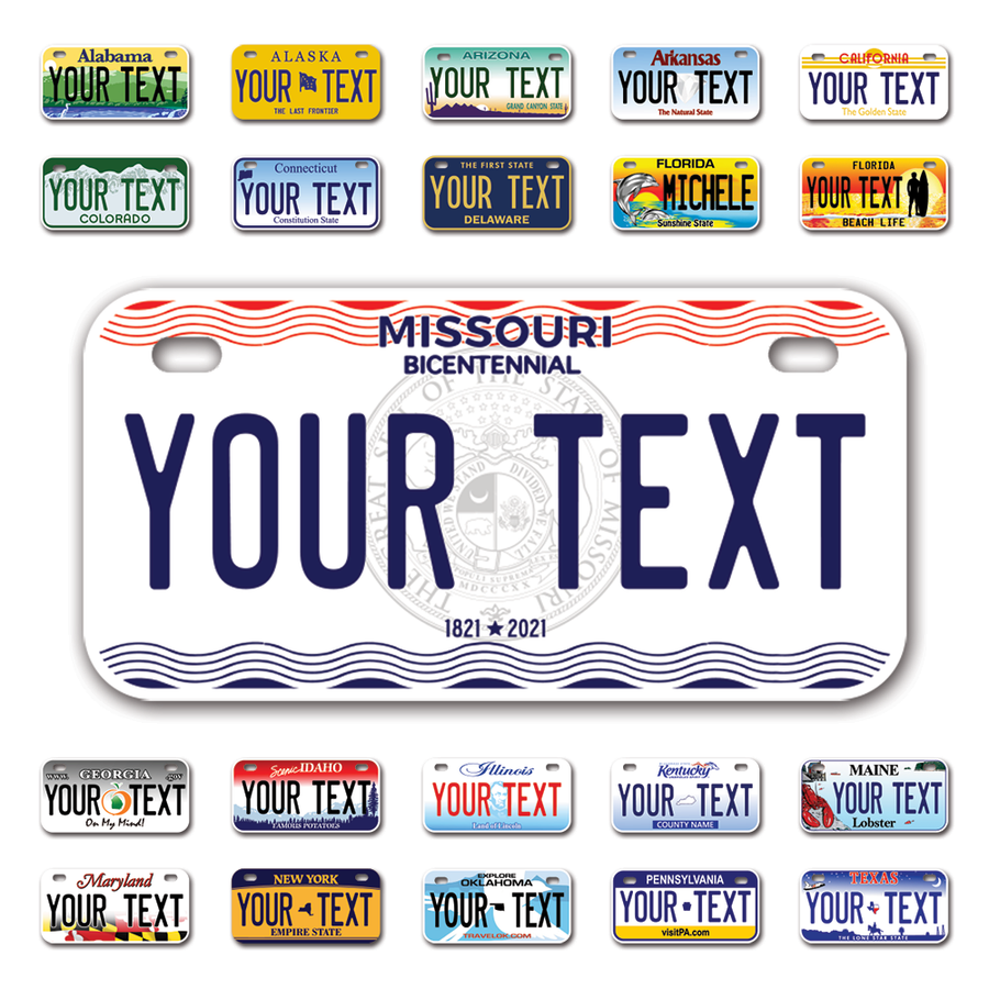 Personalize Bicycle License Plates from All 50 USA States - 6"x3" - Ideal for Bicycles, Tricycles, Wheelchairs, Toy Cars, Kids Cars and more