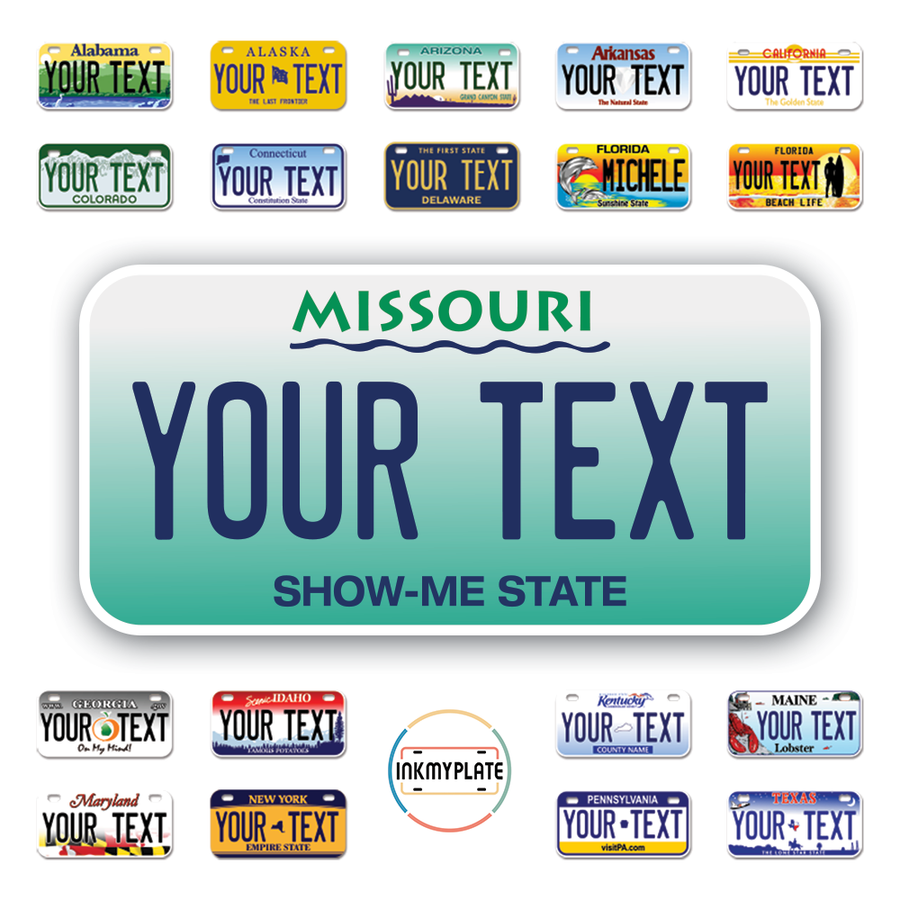 Personalize License Plates Vinyl Stickers From All 50 USA States - 6"x3" - Ideal for Toy Cars - Electric Kids Cars and more