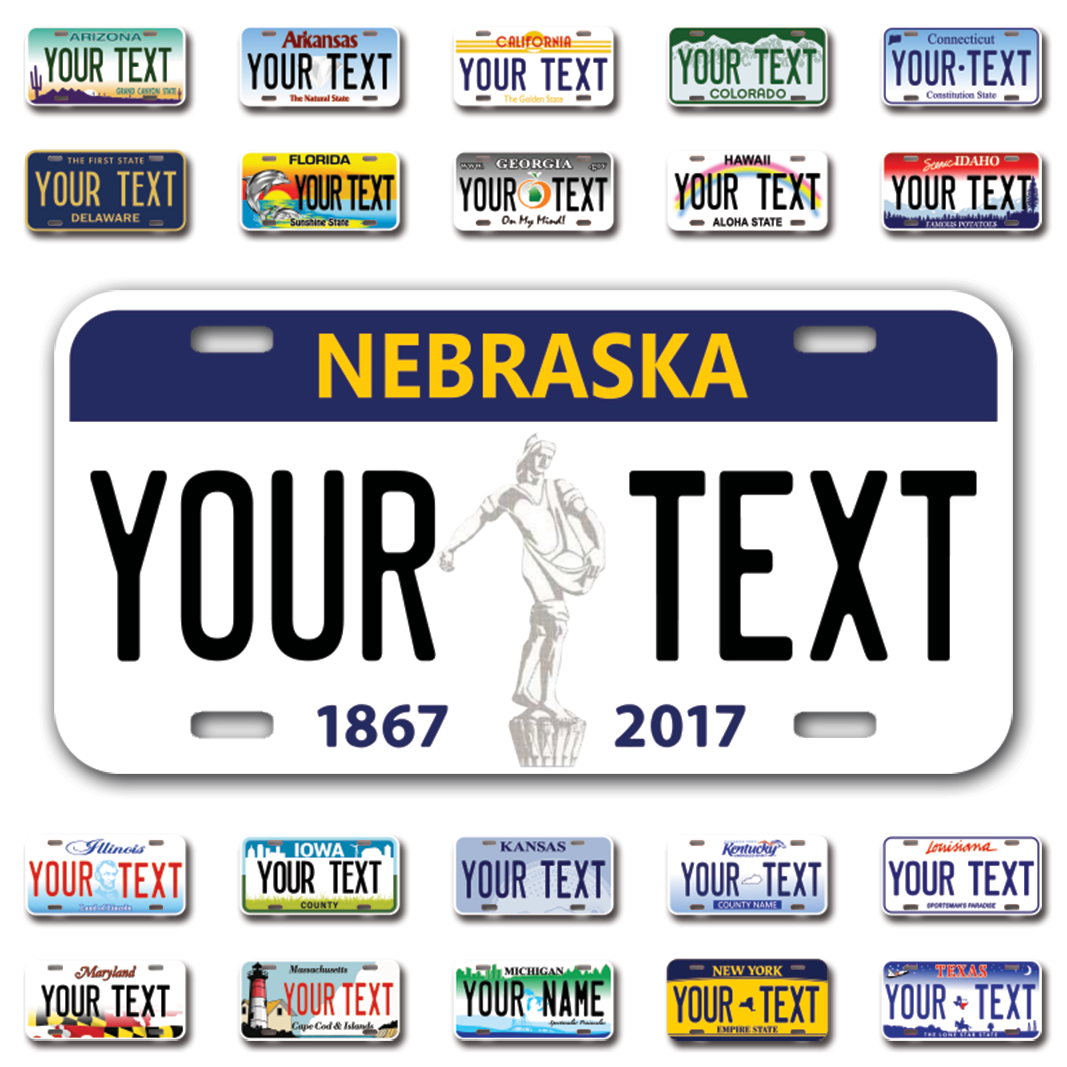 Personalize Car License Plates From All 50 USA States - 12"x6" - Ideal for Cars, Trucks and more