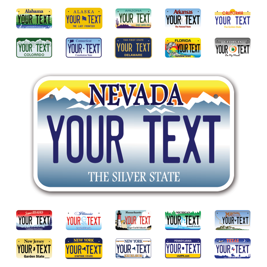 Personalize Motorcycle License Plates from All 50 USA States - 7"x4" - Ideal for Motorcycles, Mopeds, Wheelchairs, ATVs, Snowmobiles and more