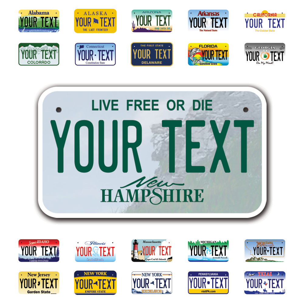 Personalize Motorcycle License Plates from All 50 USA States - 7"x4" - Ideal for Motorcycles, Mopeds, Wheelchairs, ATVs, Snowmobiles and more