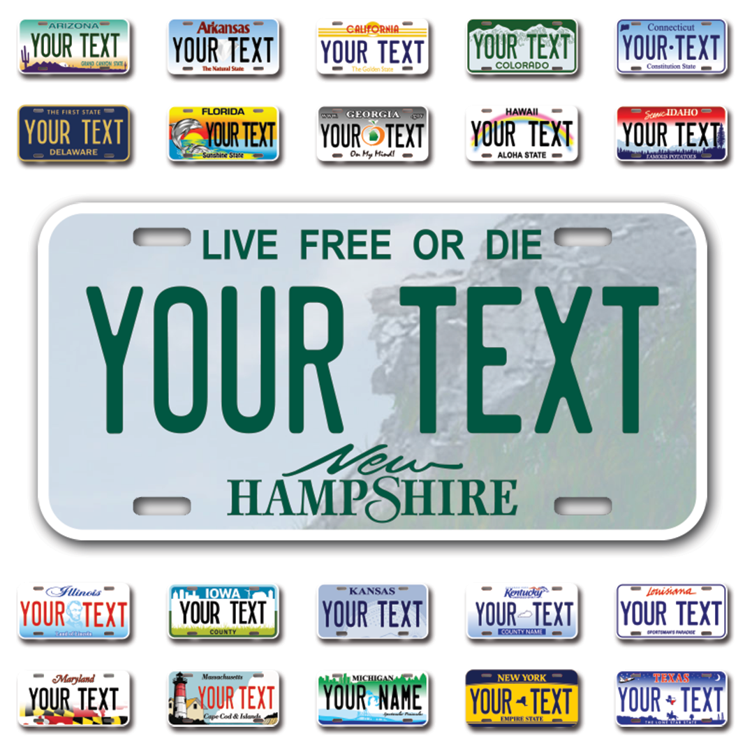 Personalize Car License Plates From All 50 USA States - 12"x6" - Ideal for Cars, Trucks and more