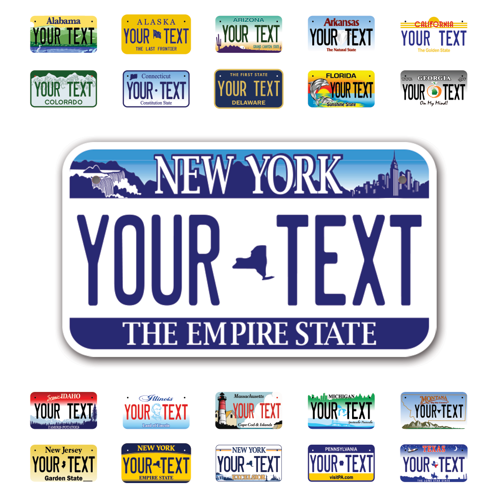 Personalize Motorcycle License Plates from All 50 USA States - 7"x4" - Ideal for Motorcycles, Mopeds, Wheelchairs, ATVs, Snowmobiles and more