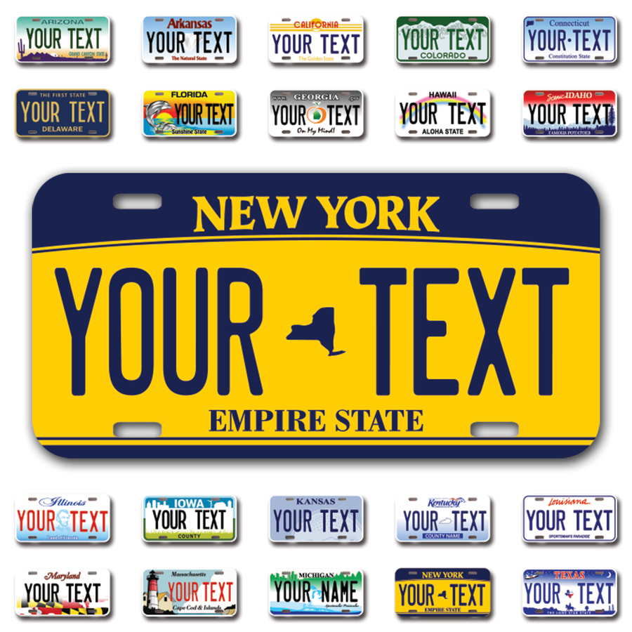 Personalize Car License Plates From All 50 USA States - 12"x6" - Ideal for Cars, Trucks and more